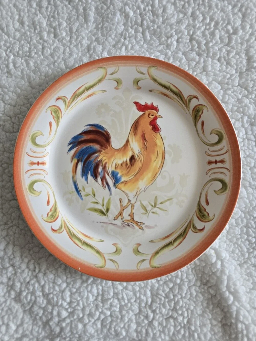 Pier 1 Imports Set/4 Rooster Plates Ironstone Salad Dessert Farmhouse 8.25